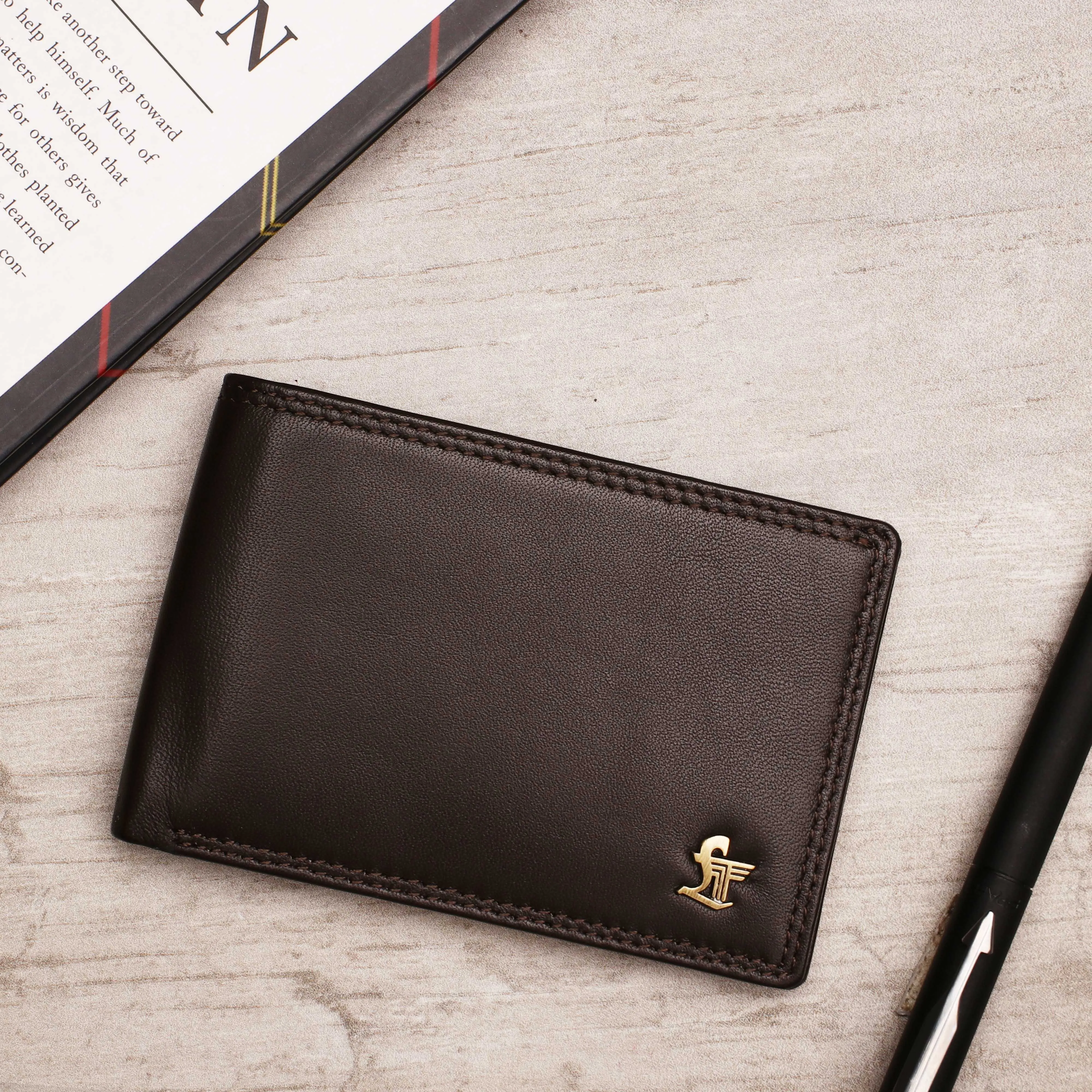 Lucas Bifold Slim Wallet | Pure Leather Wallet for Men | Male Leather Wallet| Color: Brown, Black & Blue